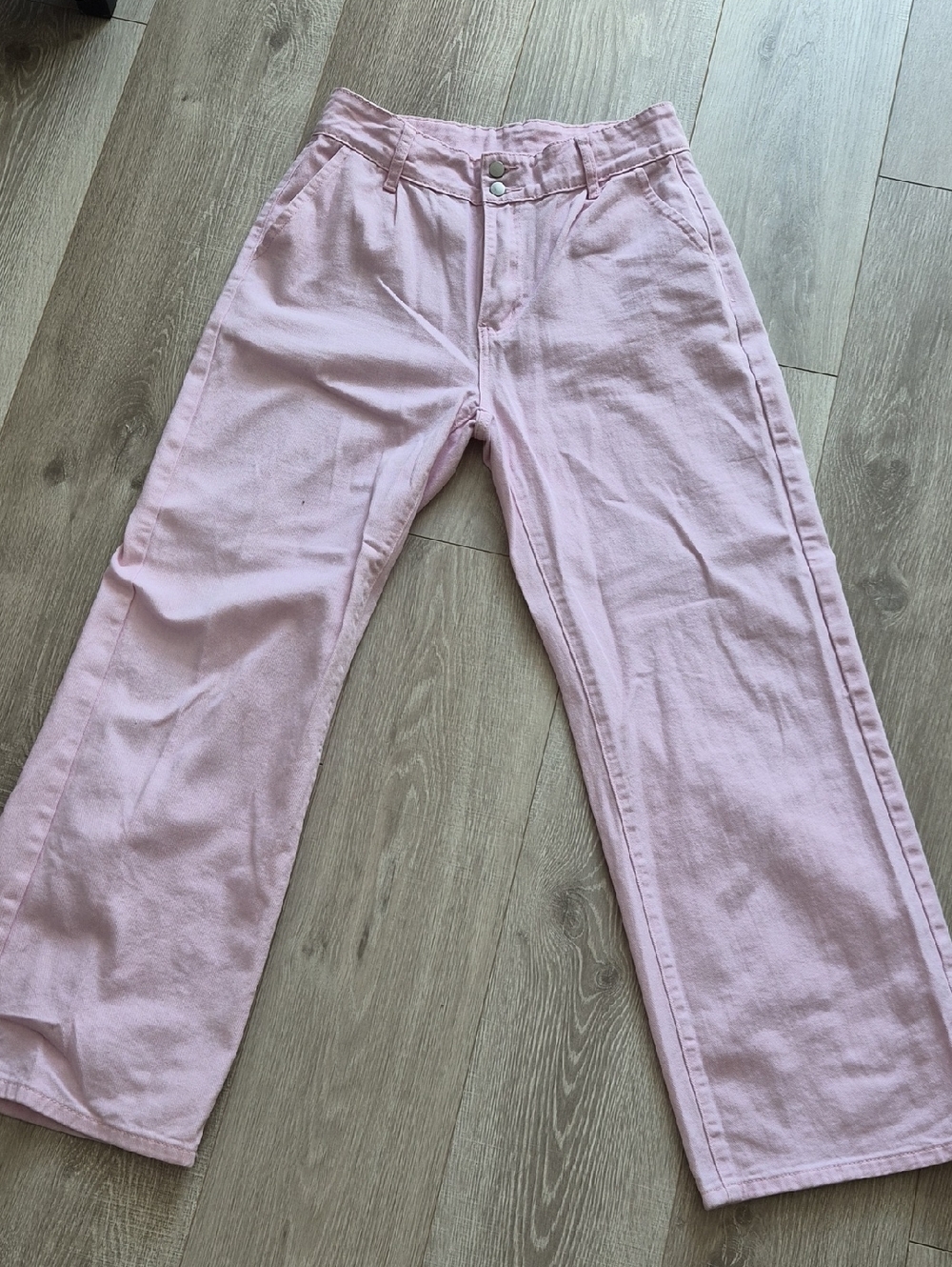 SHEIN Light Pink High-Rise Wide Leg Jeans